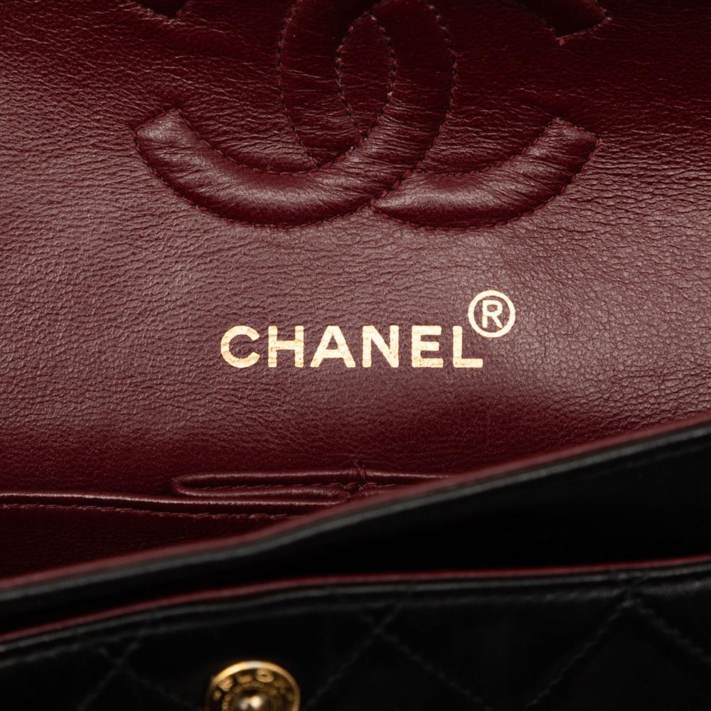 Chanel B Chanel Black Lambskin Leather Leather Small Classic Lambskin Double Flap France