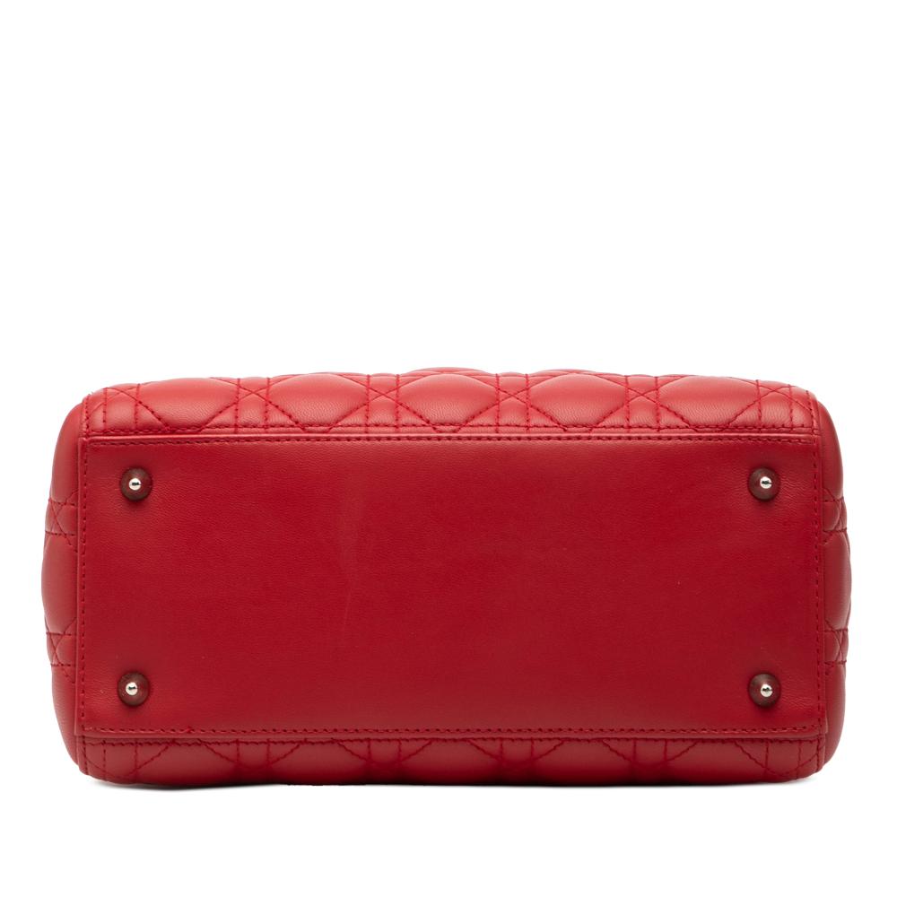 Christian Dior AB Dior Red Lambskin Leather Leather Medium Lambskin Cannage Lady Dior Italy