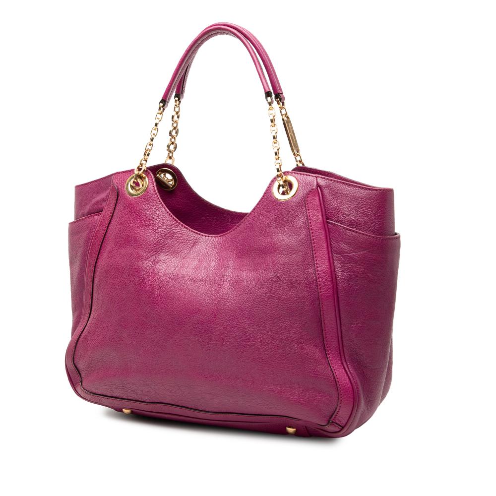 Ferragamo B Ferragamo Purple Magenta Calf Leather Medium Betulla Tote Italy