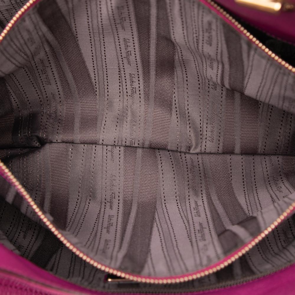 Ferragamo B Ferragamo Purple Magenta Calf Leather Medium Betulla Tote Italy