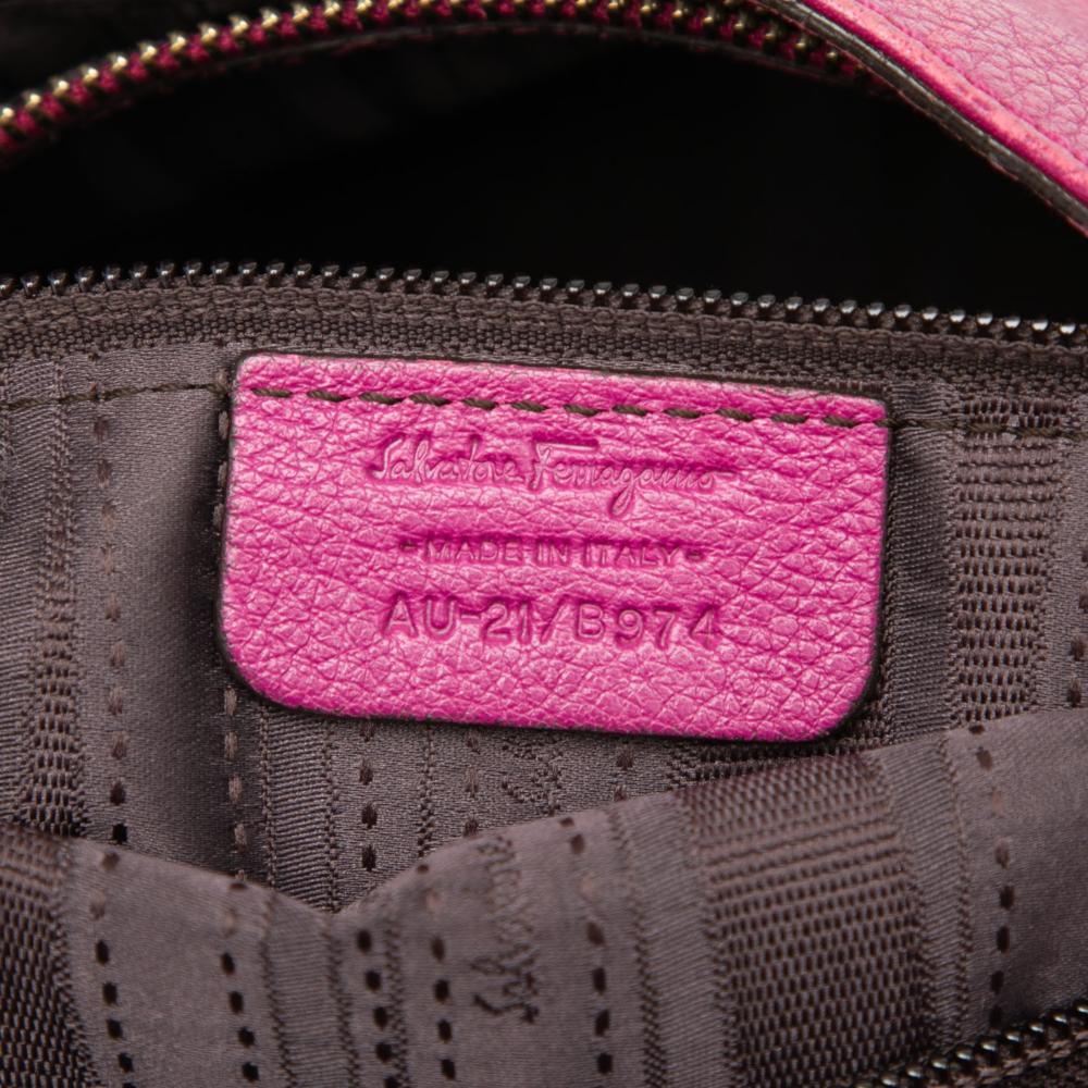 Ferragamo B Ferragamo Purple Magenta Calf Leather Medium Betulla Tote Italy