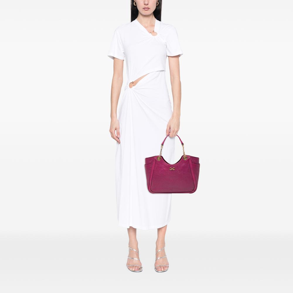 Ferragamo B Ferragamo Purple Magenta Calf Leather Medium Betulla Tote Italy