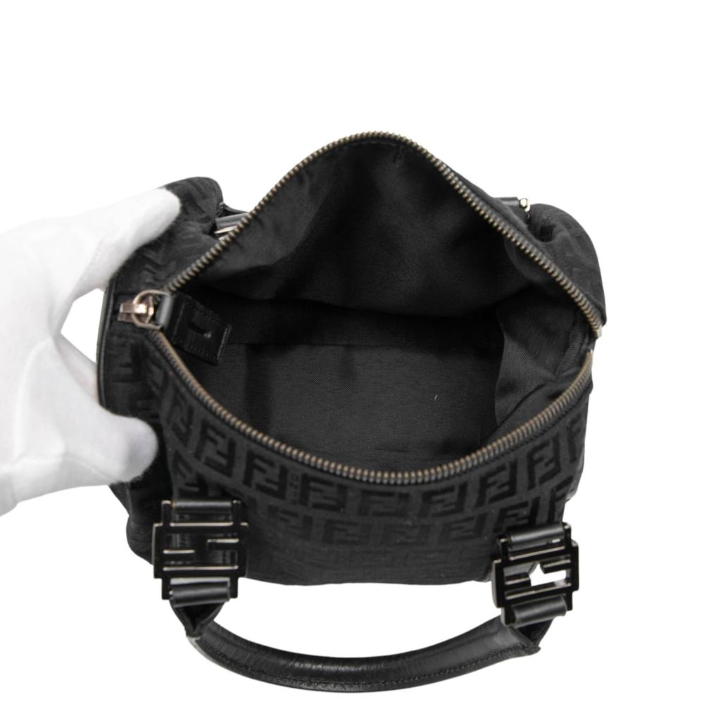 Fendi B Fendi Black Canvas Fabric Zucchino Boston Bag Italy