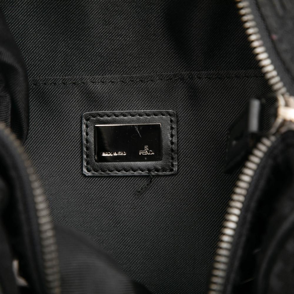 Fendi B Fendi Black Canvas Fabric Zucchino Boston Bag Italy