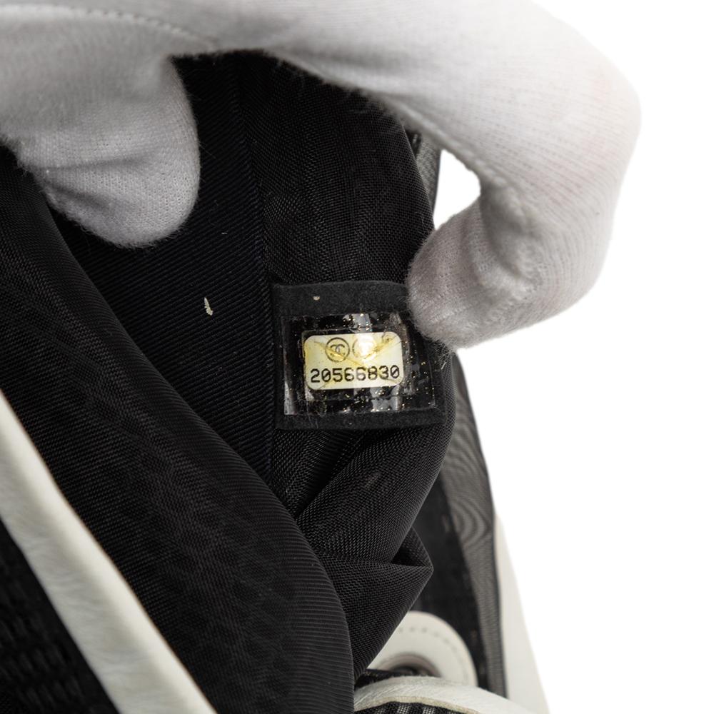 Chanel B Chanel Black with White Off White Mesh Fabric CC and Calfskin Bucket Bag Italy