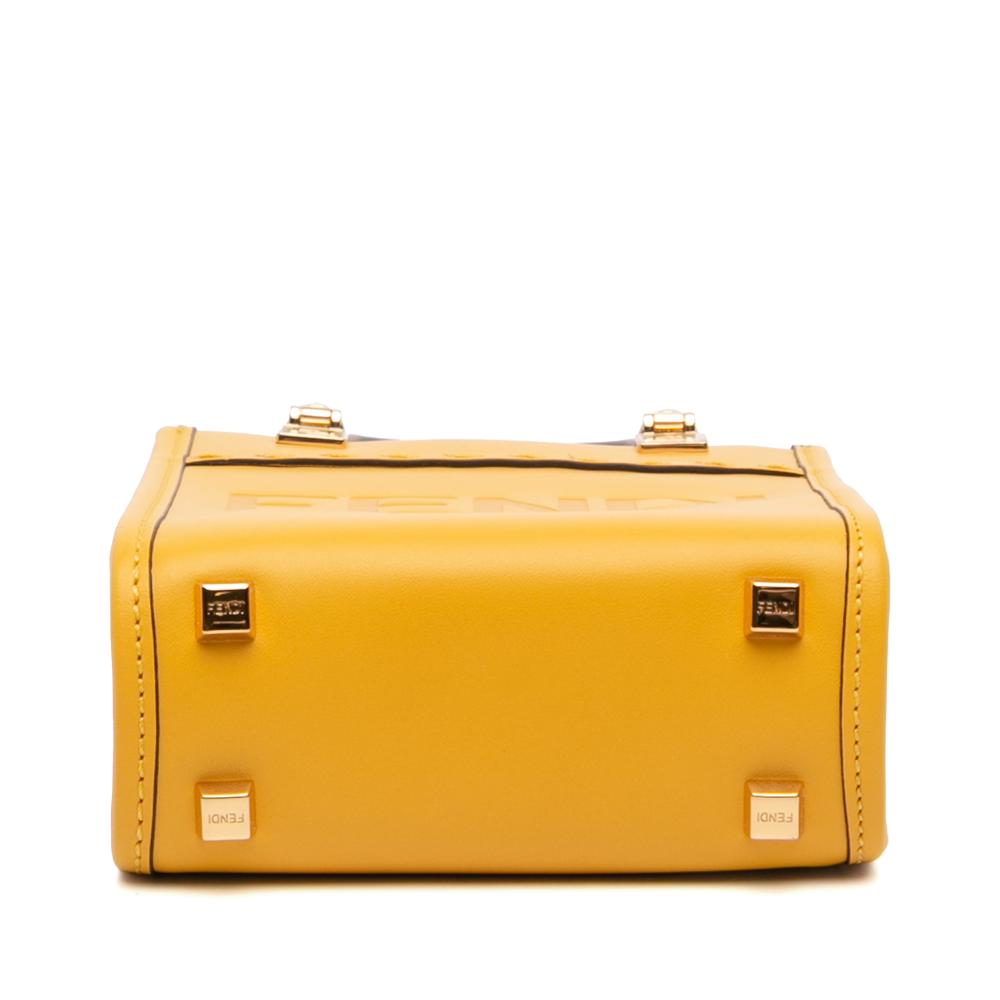 Fendi AB Fendi Yellow Calf Leather Mini Sunshine Shopper Tote Italy
