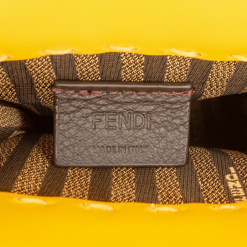 Fendi AB Fendi Yellow Calf Leather Mini Sunshine Shopper Tote Italy