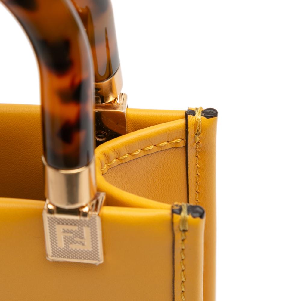 Fendi AB Fendi Yellow Calf Leather Mini Sunshine Shopper Tote Italy