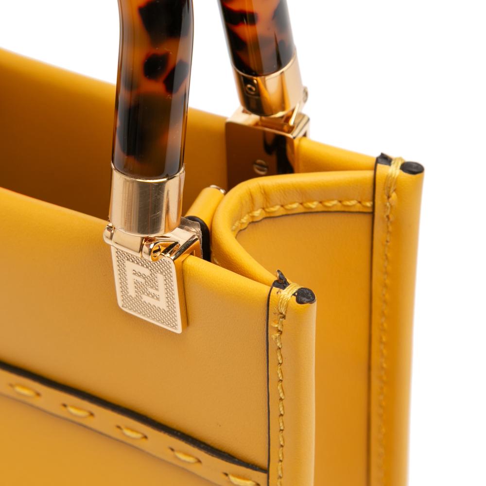 Fendi AB Fendi Yellow Calf Leather Mini Sunshine Shopper Tote Italy