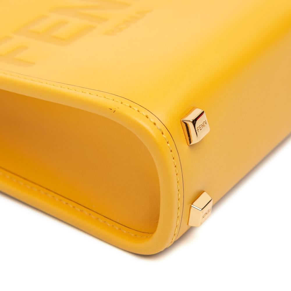 Fendi AB Fendi Yellow Calf Leather Mini Sunshine Shopper Tote Italy