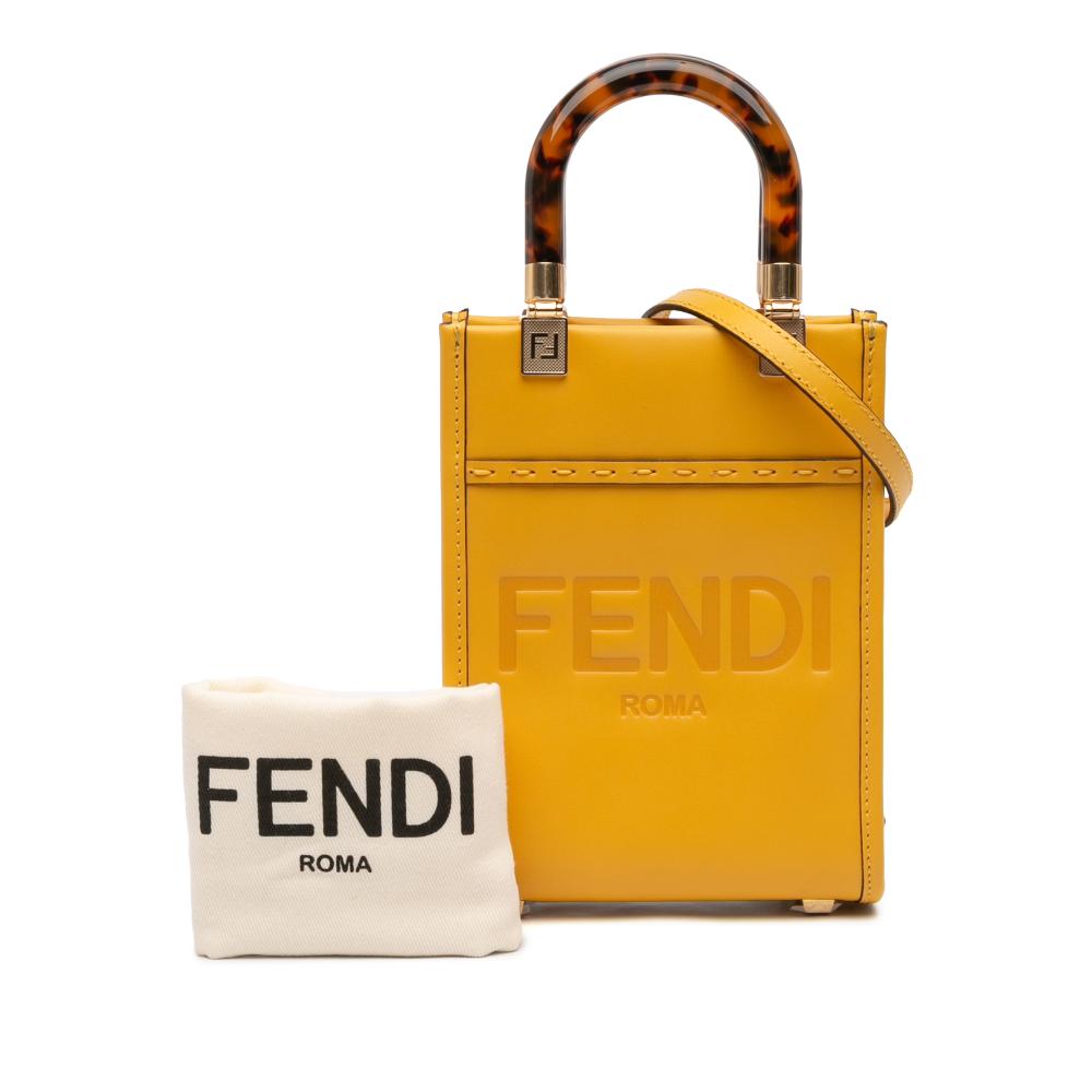 Fendi AB Fendi Yellow Calf Leather Mini Sunshine Shopper Tote Italy