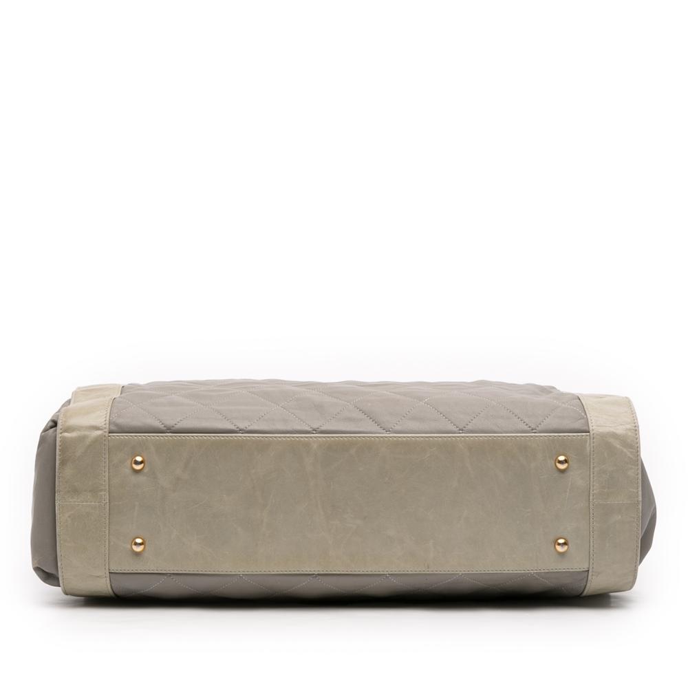 Chanel B Chanel Gray with Brown Taupe Lambskin Leather Leather Quilted Lambskin In The Mix Tote Italy