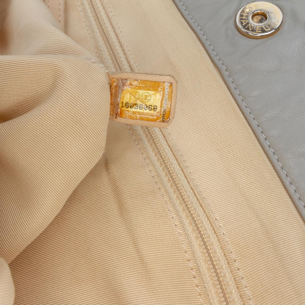 Chanel B Chanel Gray with Brown Taupe Lambskin Leather Leather Quilted Lambskin In The Mix Tote Italy