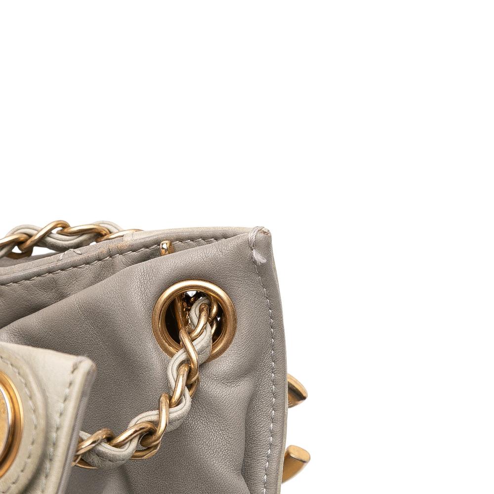 Chanel B Chanel Gray with Brown Taupe Lambskin Leather Leather Quilted Lambskin In The Mix Tote Italy