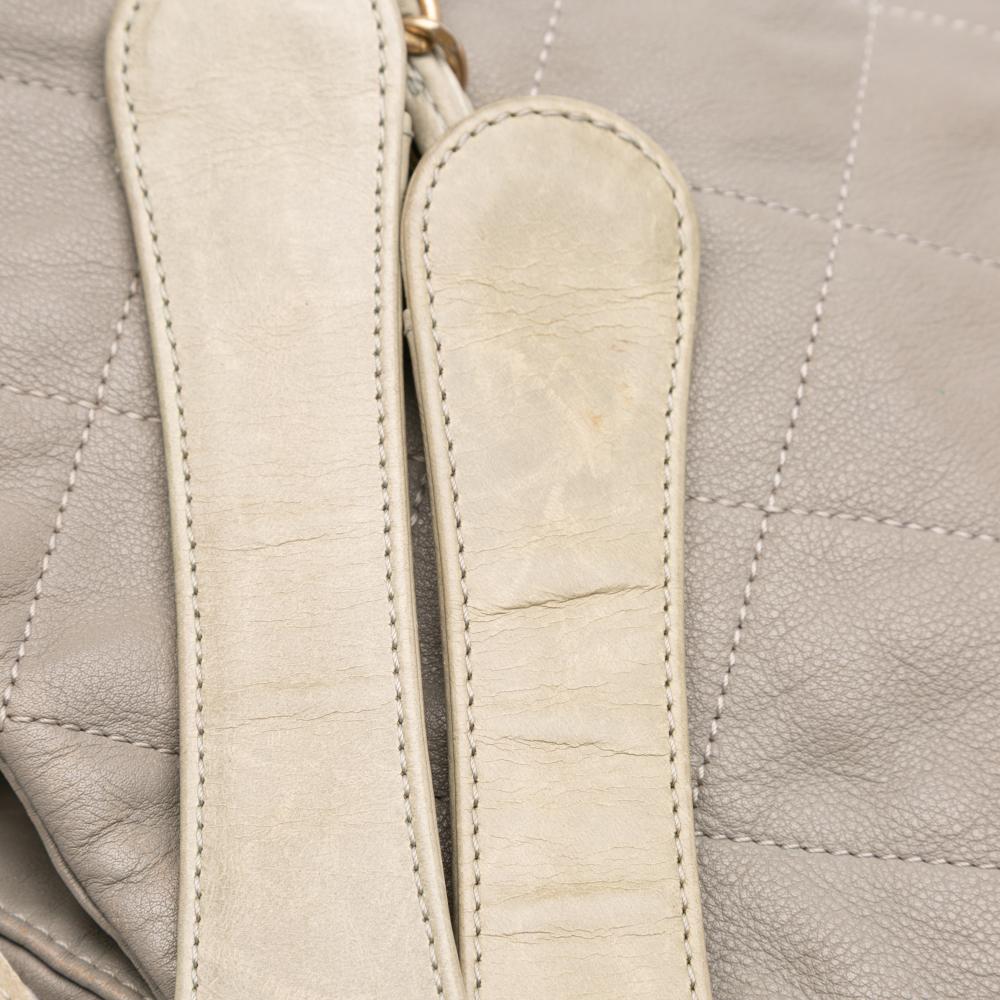 Chanel B Chanel Gray with Brown Taupe Lambskin Leather Leather Quilted Lambskin In The Mix Tote Italy