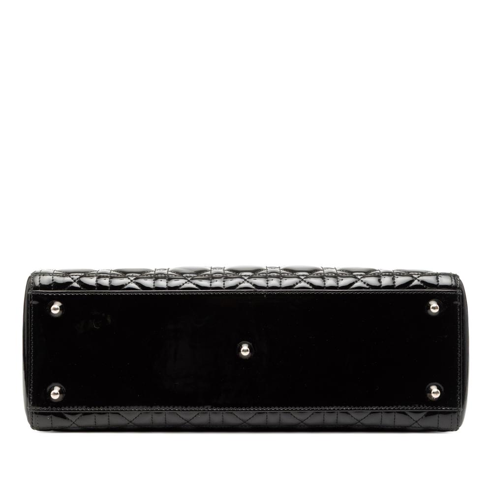 Christian Dior B Dior Black Patent Leather Leather Large Patent Cannage Lady Dior Italy