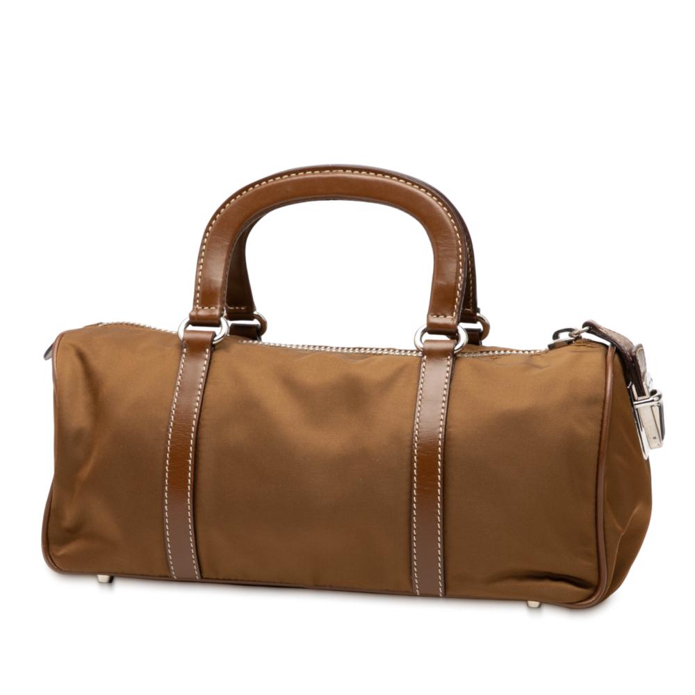 Prada AB Prada Brown Nylon Fabric Tessuto Bauletto Bag Italy