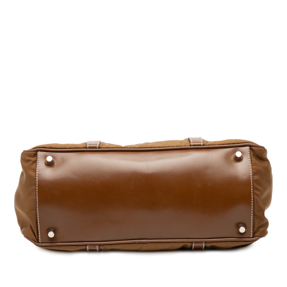 Prada AB Prada Brown Nylon Fabric Tessuto Bauletto Bag Italy