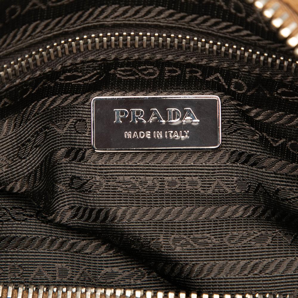 Prada AB Prada Brown Nylon Fabric Tessuto Bauletto Bag Italy