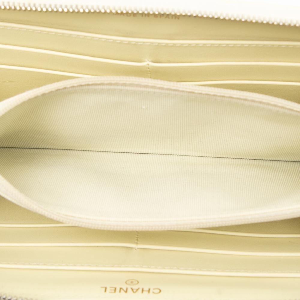 Chanel Yellow CC Quilted Caviar Enamel Rhinestone Zip Around Long Wallet Spain