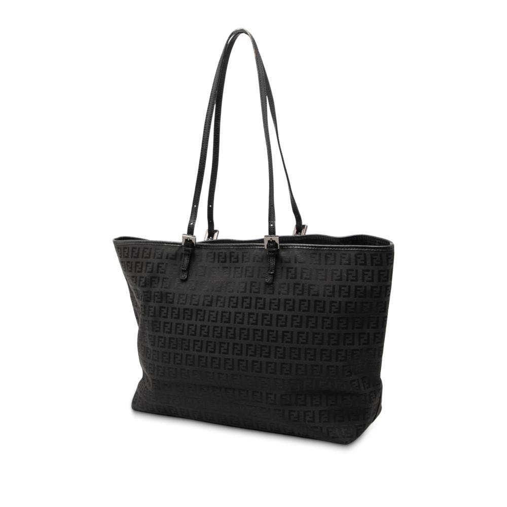 Fendi B Fendi Black Canvas Fabric Large Zucchino Tote Italy