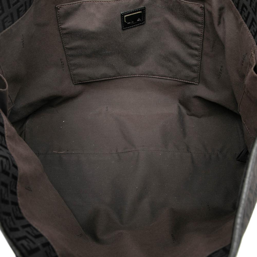 Fendi B Fendi Black Canvas Fabric Large Zucchino Tote Italy