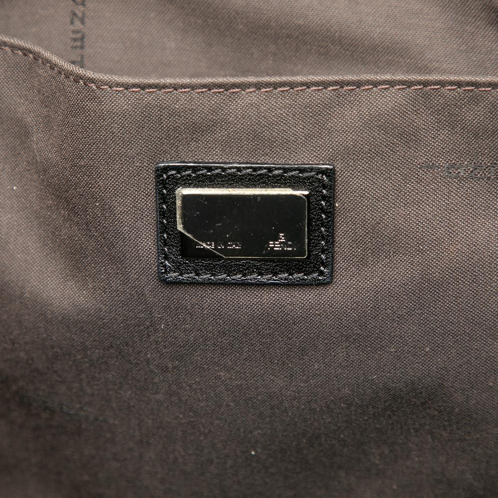 Fendi B Fendi Black Canvas Fabric Large Zucchino Tote Italy