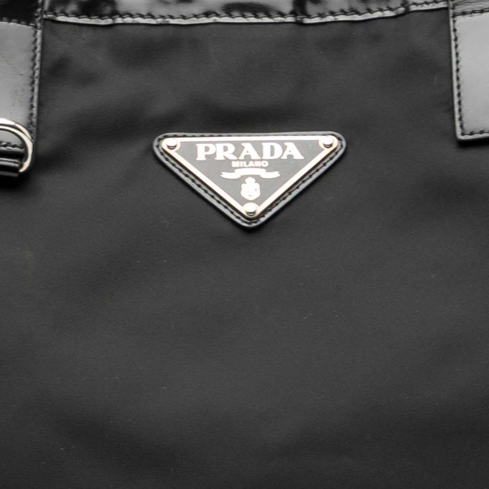 Prada B Prada Black Nylon Fabric Tessuto Tote Italy