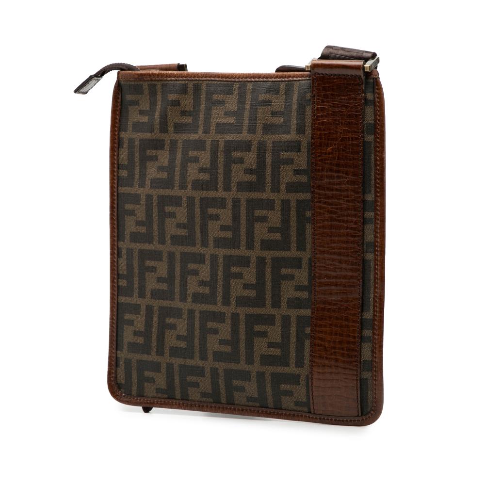 Fendi AB Fendi Brown Coated Canvas Fabric Zucca Crossbody Italy