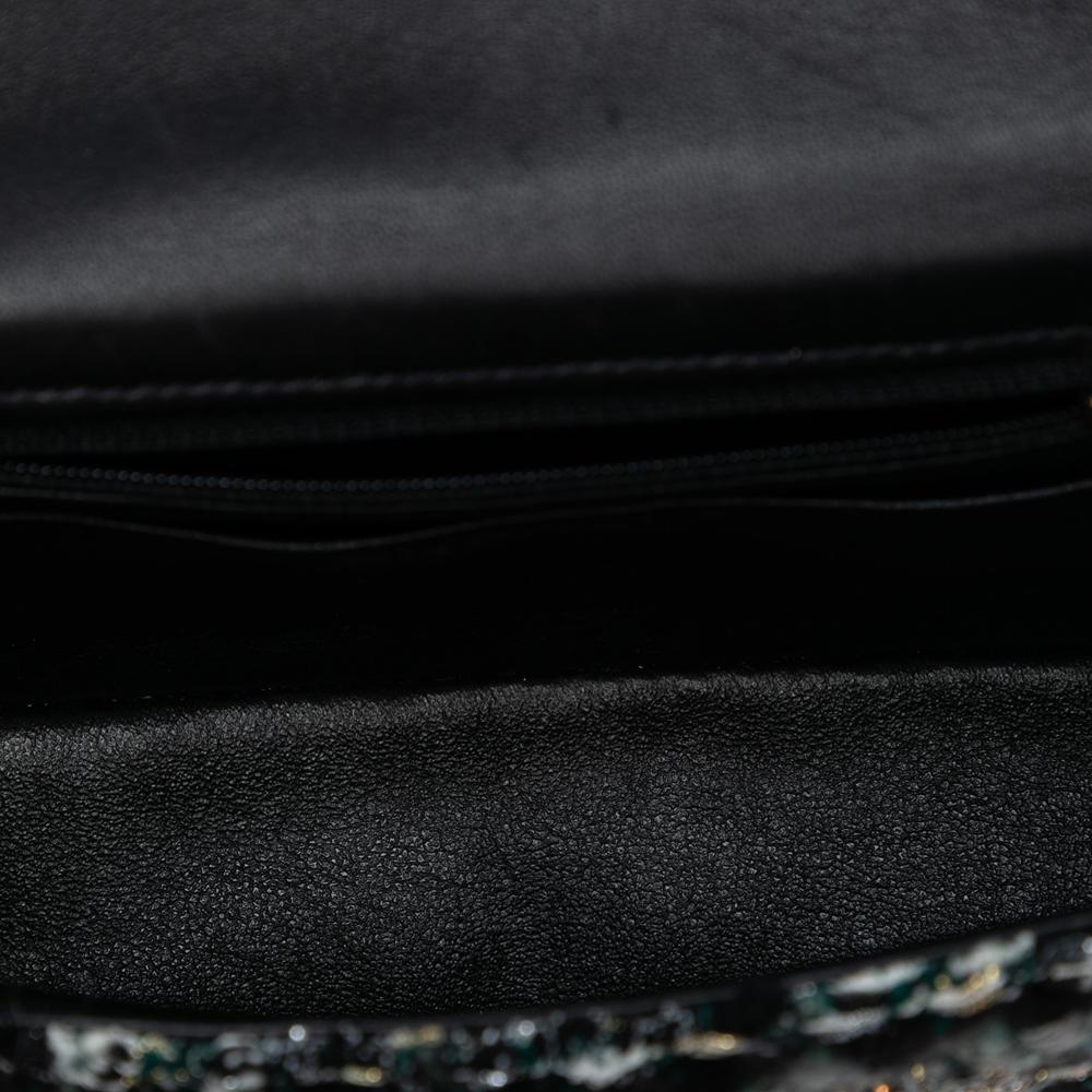 Chanel B Chanel Black Tweed Fabric Mini Rectangular Classic Braided Single Flap France