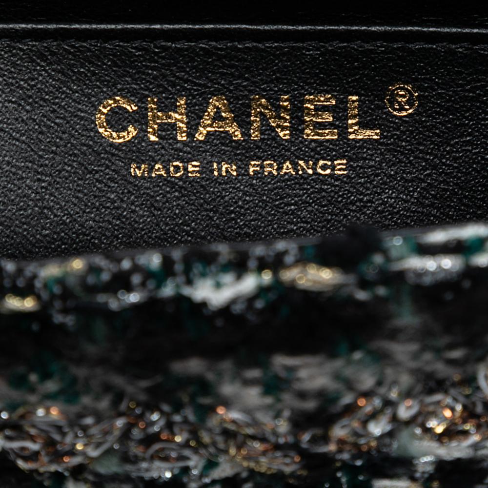 Chanel B Chanel Black Tweed Fabric Mini Rectangular Classic Braided Single Flap France