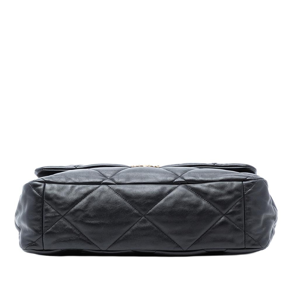 Chanel AB Chanel Black Lambskin Leather Leather Maxi Lambskin 19 Flap Italy