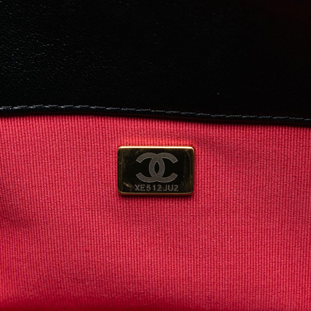 Chanel AB Chanel Black Lambskin Leather Leather Maxi Lambskin 19 Flap Italy