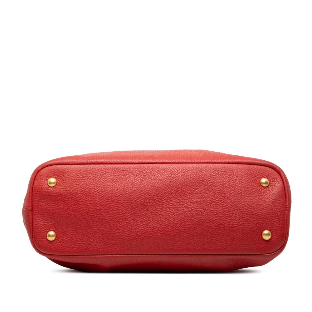 Prada B Prada Red Calf Leather Vitello Daino Side Zip Tote Italy