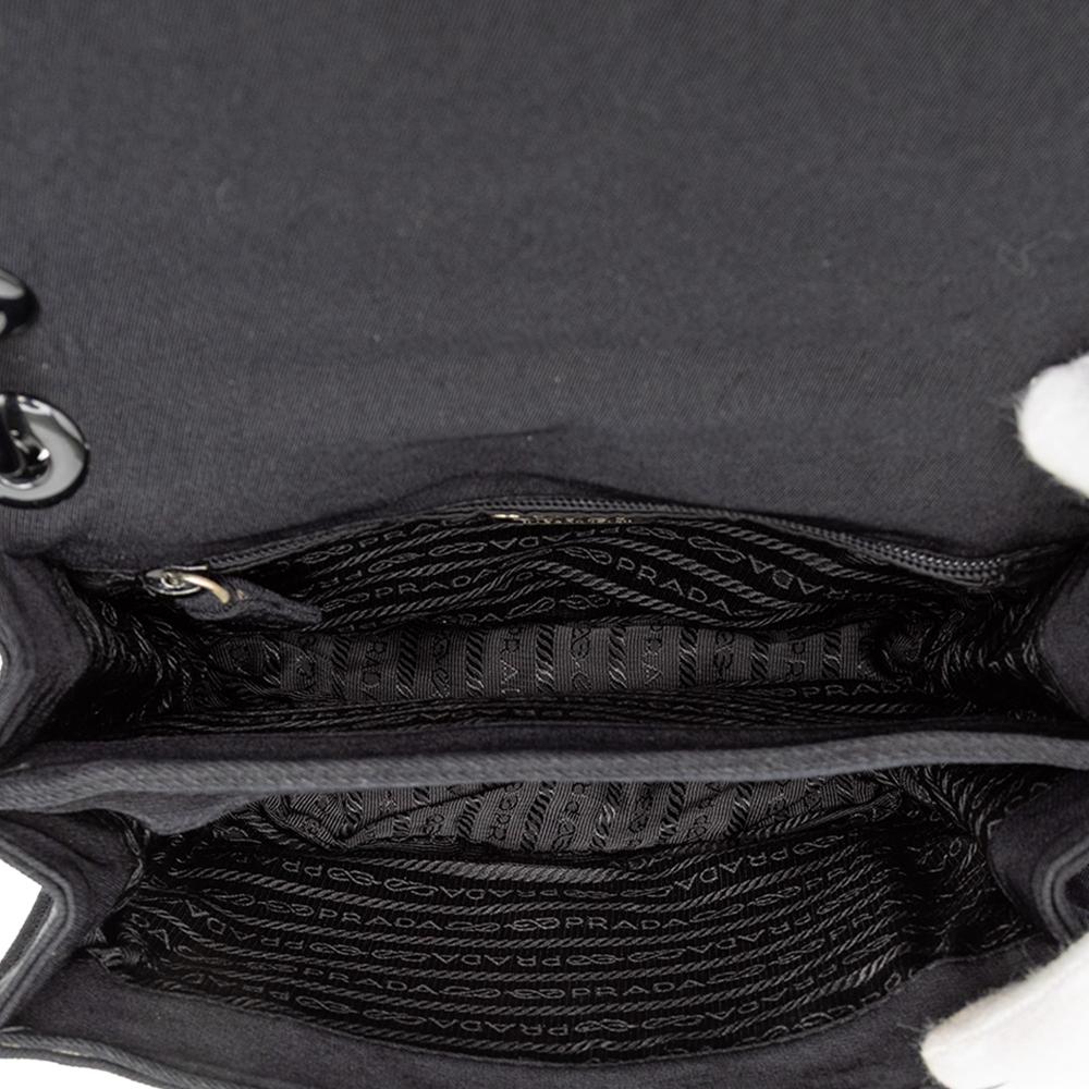 Prada B Prada Black Canvas Fabric Lucite Chain Shoulder Bag Italy