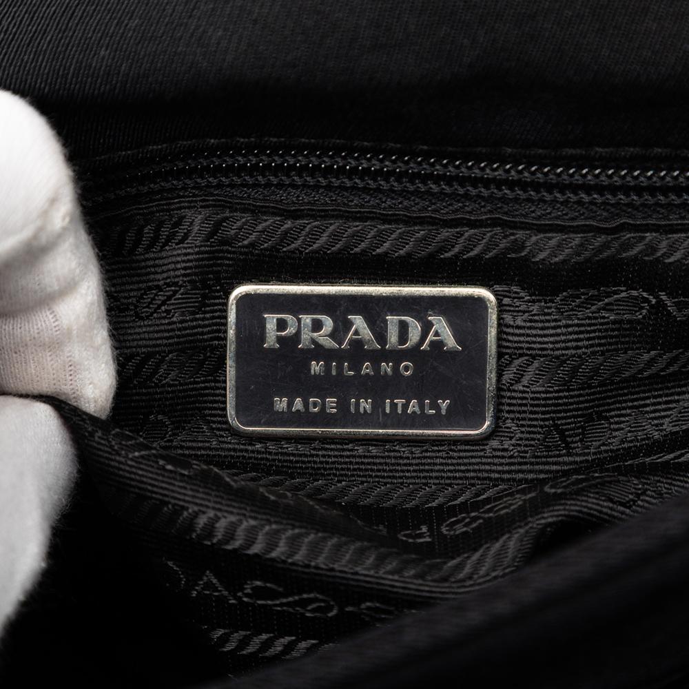 Prada B Prada Black Canvas Fabric Lucite Chain Shoulder Bag Italy