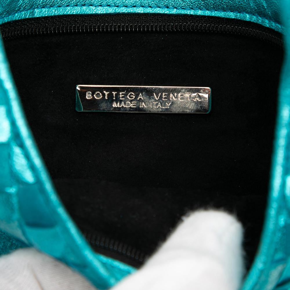 Bottega Veneta B Bottega Veneta Blue Turquoise Nappa Leather Leather Metallic Nappa Intrecciato Hobo Italy