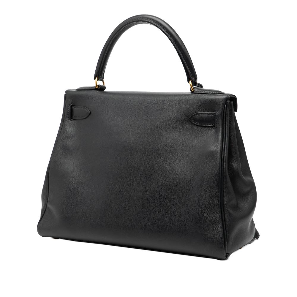 Hermès B Hermès Black Calf Leather Togo Kelly II Retourne 28 France