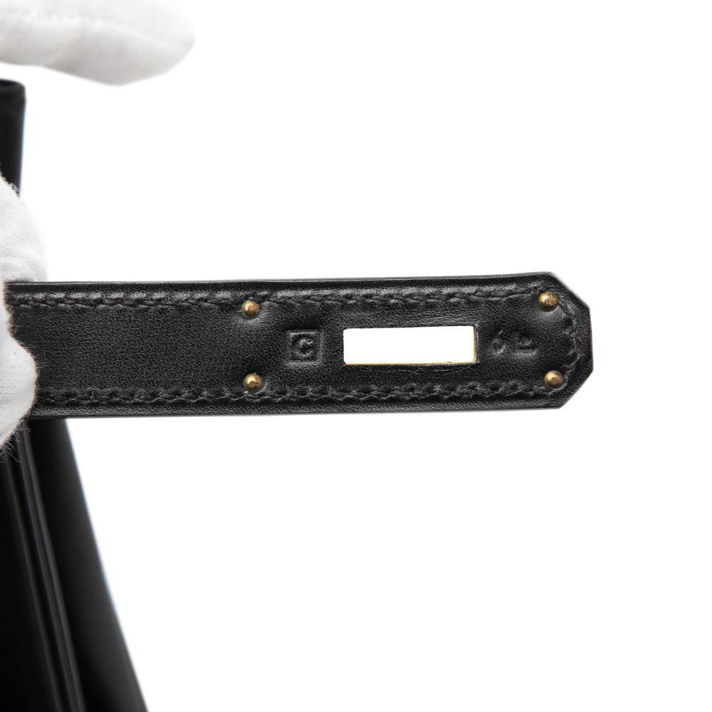 Hermès B Hermès Black Calf Leather Box Kelly Retourne 32 France