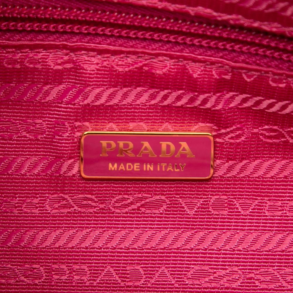 Prada B Prada Pink Nylon Fabric Tessuto Canapa Logo Bow Satchel Italy
