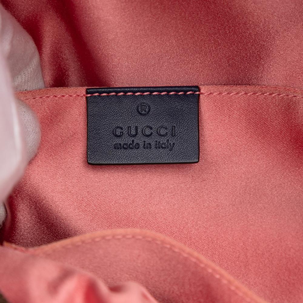 Gucci AB Gucci Blue Denim Denim Fabric Small GG Marmont Pearl Studded Matelasse Backpack Italy