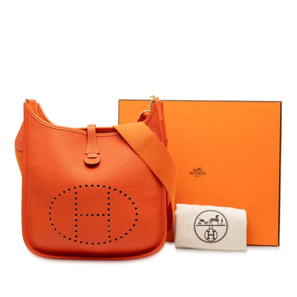 Hermès AB Hermès Orange Dark Orange Calf Leather Clemence Evelyne III 29 France