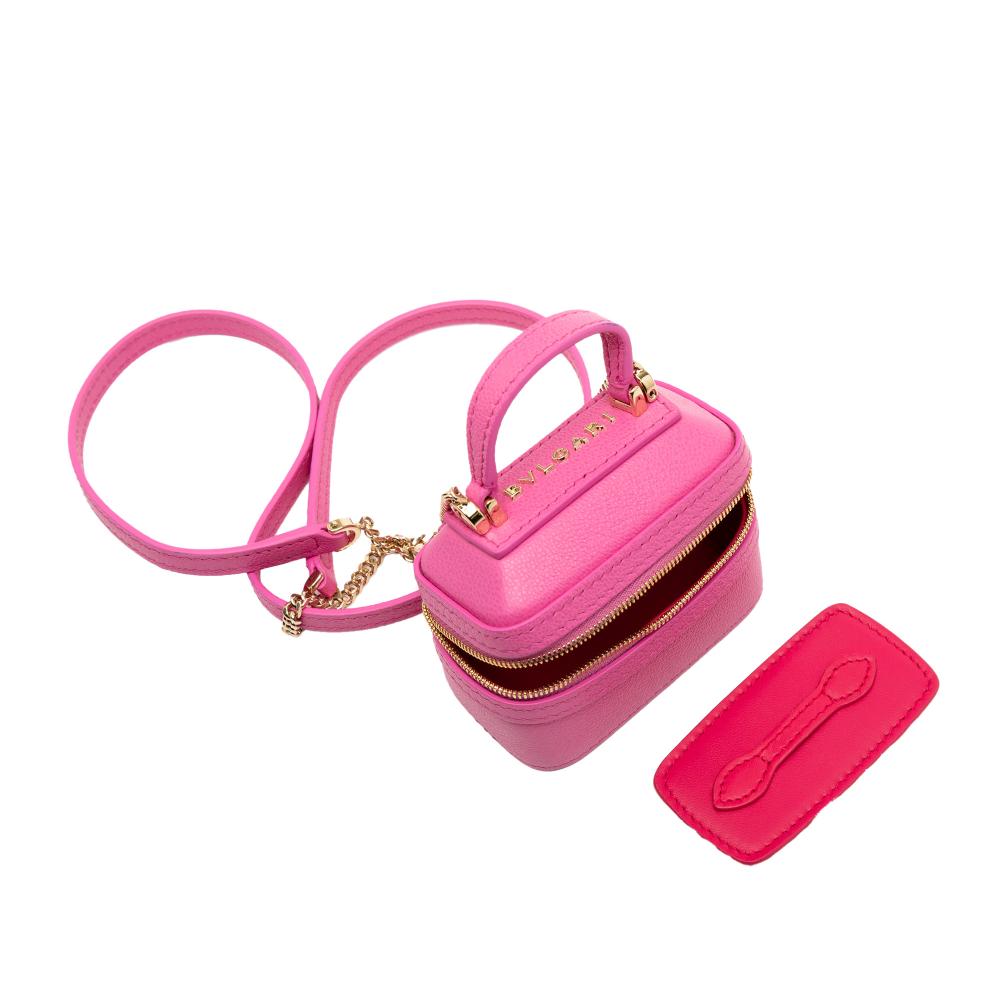 Bvlgari AB Bvlgari Pink Calf Leather Mini Serpenti Forever Vanity Bag Italy