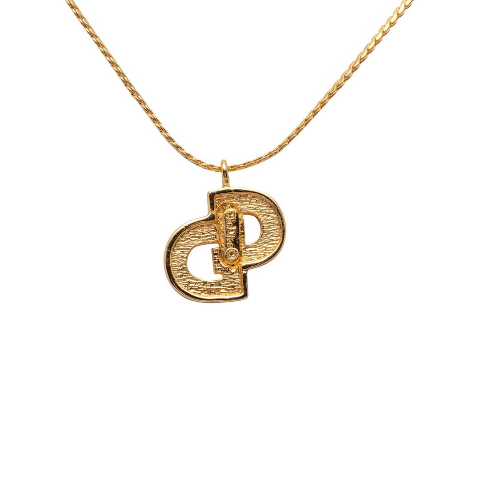 Christian Dior AB Dior Gold Gold Plated Metal Rhinestones CD Logo Pendant Necklace Germany