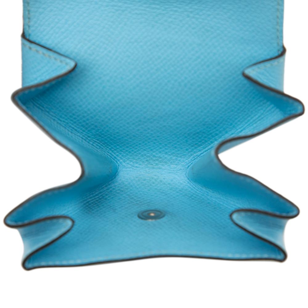 Hermès B Hermès Blue Light Blue Calf Leather Epsom Le 24 Coin Purse France