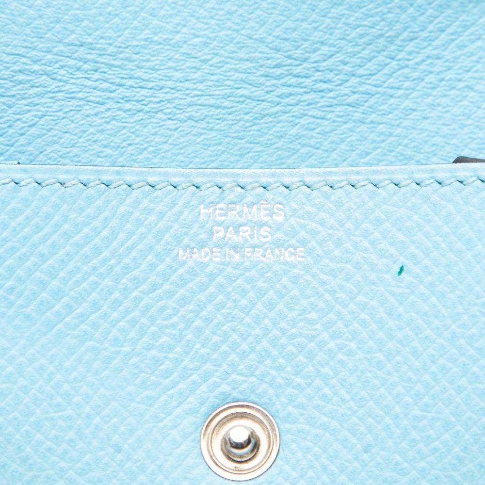 Hermès B Hermès Blue Light Blue Calf Leather Epsom Le 24 Coin Purse France