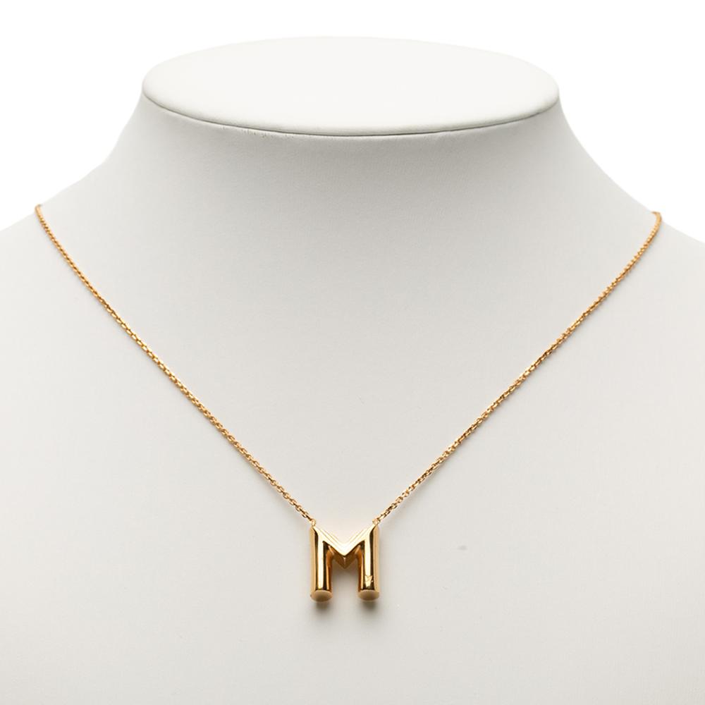 Louis Vuitton B Louis Vuitton Gold Gold Plated Metal LV and Me Letter M Pendant Necklace Italy