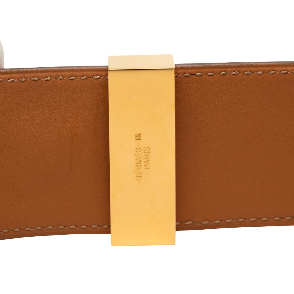 Hermès B Hermès Red with Gold Calf Leather Swift and Gold Plated Collier de Chien Bracelet France