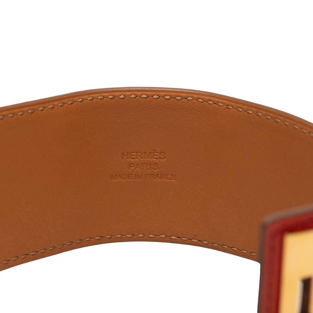 Hermès B Hermès Red with Gold Calf Leather Swift and Gold Plated Collier de Chien Bracelet France