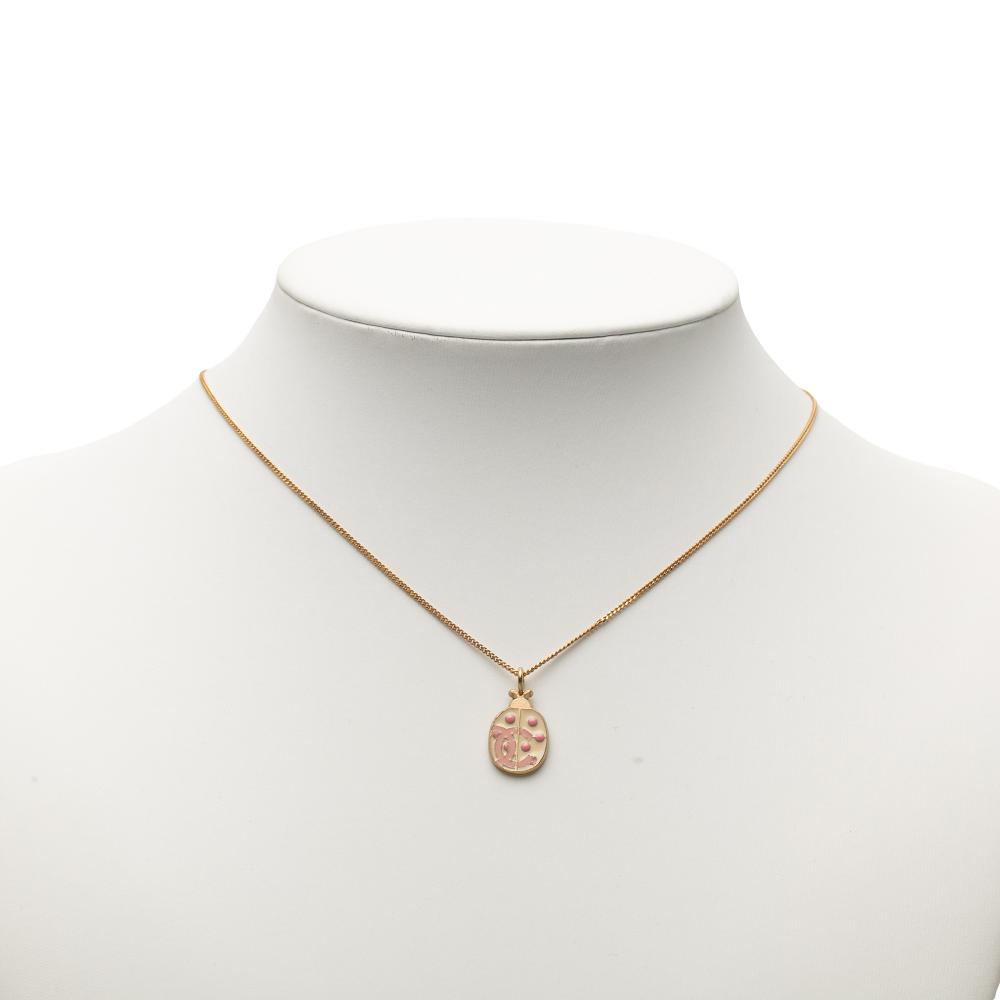 Chanel AB Chanel Gold Gold Plated Metal CC Enamel Lady Bug Pendant Necklace France